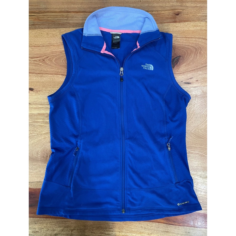 The North Face Womens FlashDry Fleece Vest Blue Full Zip L A4Q9